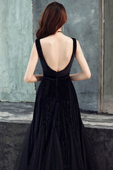 Black Prom Dress Tulle Long Evening Dress