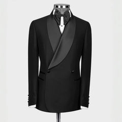 Black Shawl Lapel Double Breasted Wedding Suit