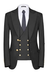 Black Three Piece Single Breasted Business Suit