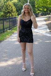 Black Tight Homecoming Dresses Short Corset Cocktail Dresses With Sequins