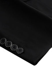 Black Two-Button Single-Breasted Notched Lapel Suit For Men's Wedding And Prom