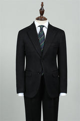 Black Two Piece Notched Lapel Formal Business Suit