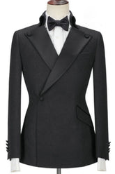 Black Two Piece Peaked Lapel Prom Suit
