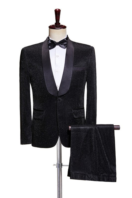 Black Two Piece Shawl Lapel Wedding Suit