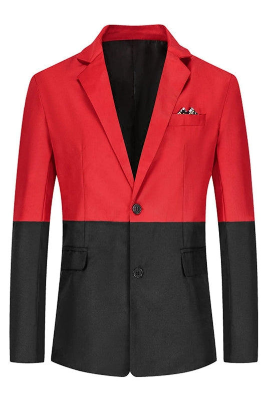 Black and Red Two Piece Notched Lapel Prom Suit