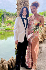 Black and White 2-Piece Shawl Lapel Men's Prom Homecoming Suit Blazer Pants