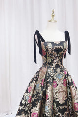 Black/Gold Prom Dress Satin A Line Long Formal Dress Evening Dress