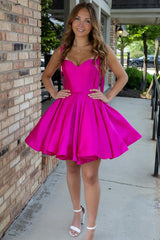 Blue A Line Homecoming Dresses Satin Short Corset Cocktail Dresses With Bows