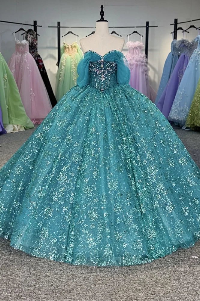 Blue Ball Gown Princess Girl Sweet 15 Quinceanera Dress Prom Party Gowns Dress