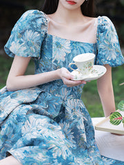 Blue Homecoming Dress Satin Short Party Cocktail Dress