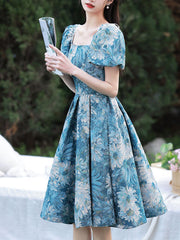 Blue Homecoming Dress Satin Short Party Cocktail Dress