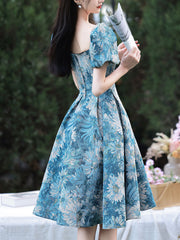 Blue Homecoming Dress Satin Short Party Cocktail Dress