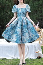 Blue Homecoming Dress Satin Short Party Cocktail Dress