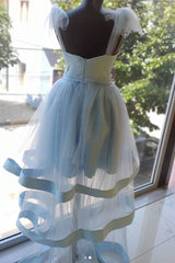 Blue Homecoming Dress Tulle Short Party Cocktail Dress