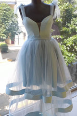 Blue Homecoming Dress Tulle Short Party Cocktail Dress