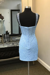 Blue Homecoming Dresses Sequin Corset Bodycon Cocktail Dresses
