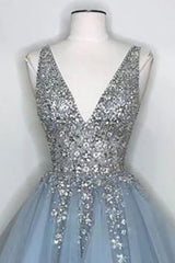Blue Homecoming Dresses V Neck Cocktail Dresses With Beadings