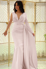 Blue Mermaid Prom Dress Long Sleeve Crew Neck Formal Dress With Beadings and Rhinestones