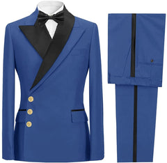 Blue Peaked Lapel Prom Suit for Men Newest