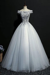 Blue Prom Dress Tulle Lace Off the Shoulder Long Evening Dress