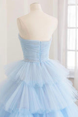 Blue Prom Dress Tulle Long Evening Gown Evening Dress