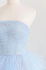 Blue Prom Dress Tulle Long Evening Gown Evening Dress