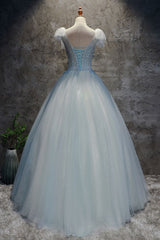 Blue Prom Dress Tulle Long Formal Evening Dress