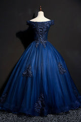 Blue Prom Dress V Neck Tulle Beaded Long Evening Dress