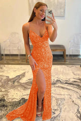 Blue Sequined Prom Dress Mermaid Long Evening Dress