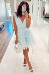 Blush Homecoming Dress Tulle A Line with PearlsShort Party Cocktail Dress