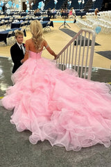 Dressystars Blush Pink Off-The-Shoulder Ball Gown With Crystal Embellishments Formal Evening Gown