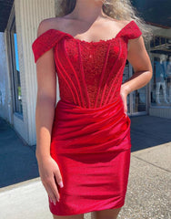 Bodycon Homecoming Dress Off the Shoulder Corset Short Party Cocktail Dress