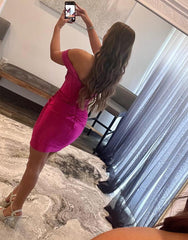 Bodycon Homecoming Dress Off the Shoulder Satin Short Party Cocktail Dress