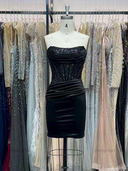 Dressystars Bodycon Scoop Neck Satin Short Homecoming Dress with Appliqeus
