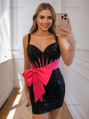 Dressystars Bodycon Sweetheart Lace Short Homecoming Dress with Bowknot