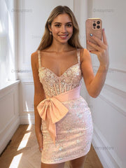 Dressystars Bodycon Sweetheart Lace Short Homecoming Dress with Bowknot