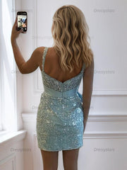 Dressystars Bodycon Sweetheart Lace Short Homecoming Dress with Bowknot