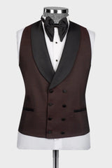 Brown Shawl Lapel 3 Piece Wedding Men Suit