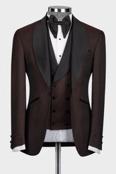 Brown Shawl Lapel 3 Piece Wedding Men Suit