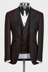 Brown Shawl Lapel 3 Piece Wedding Men Suit