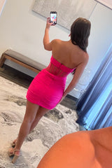 Burgundy Homecoming Dresses Corset Sweetheart Tight Short Cocktail Dresses