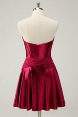 Burgundy Homecoming Dresses Sweetheart Corset A Line Short Cocktail Dresses