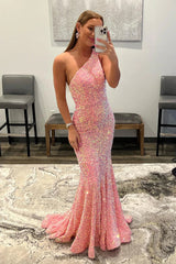 Burgundy Mermaid Prom Dress Sequins Long Evening Dress