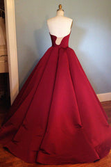 Burgundy Prom Dress Satin Long Evening Dress