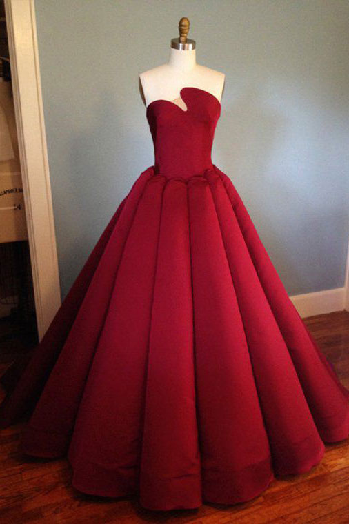 Burgundy Prom Dress Satin Long Evening Dress