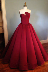 Burgundy Prom Dress Satin Long Evening Dress