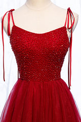 Burgundy Prom Dress Sweetheart Beaded Long Formal Evening Dress