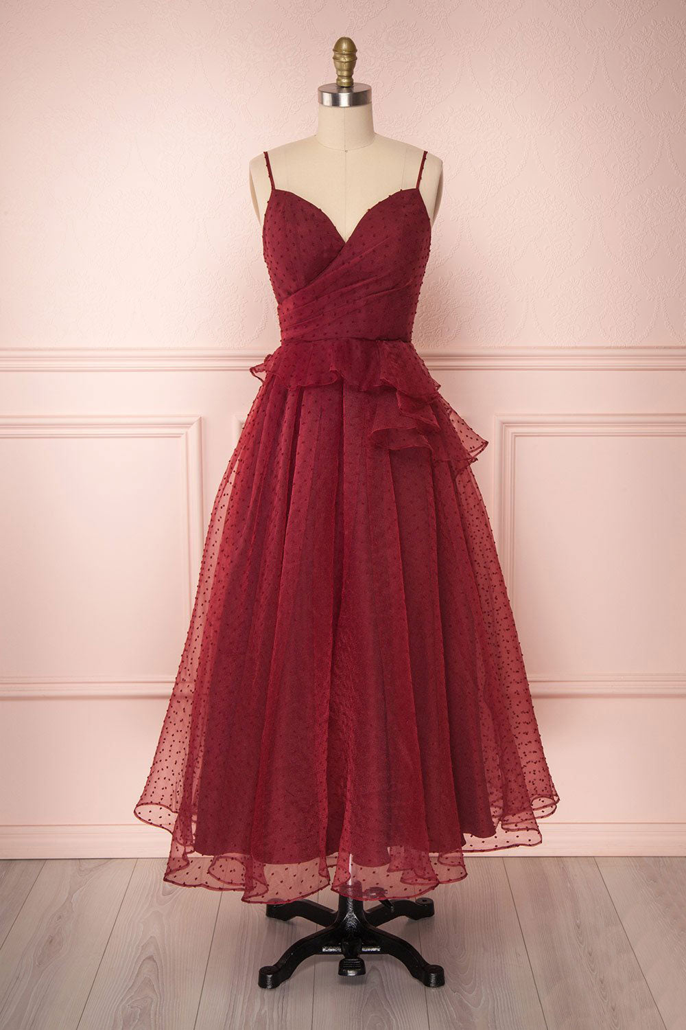 Burgundy Prom Dress Sweetheart Tulle Evening Dress