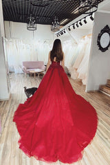 Burgundy Prom Dress V Neck Tulle Lace Long Formal Dress Evening Dress