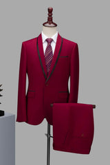 Burgundy Shawl Lapel 2 Piece Men's Prom Suit